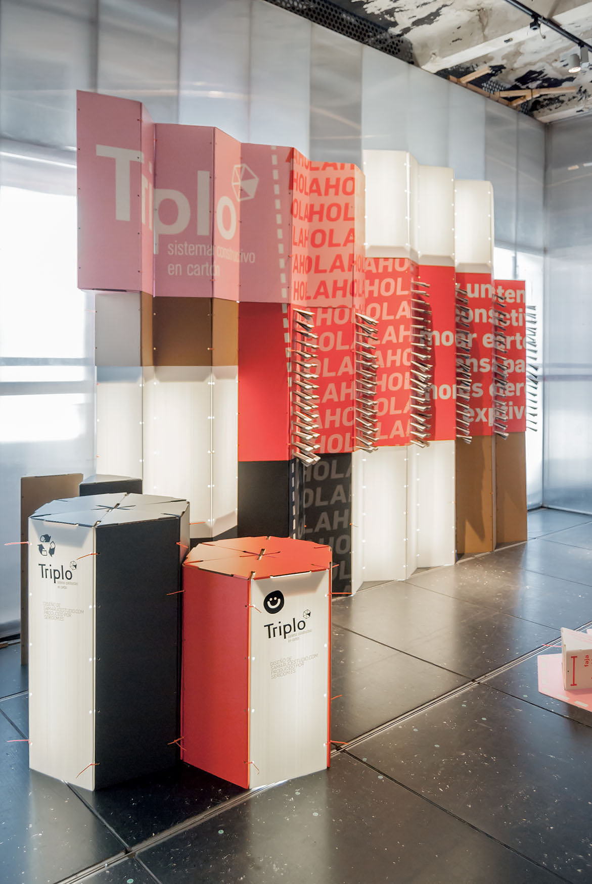 Proyecto de participación con sistema Triplo* en la exposición Love Cartón de Matadero Madrid DIMAD 2018
