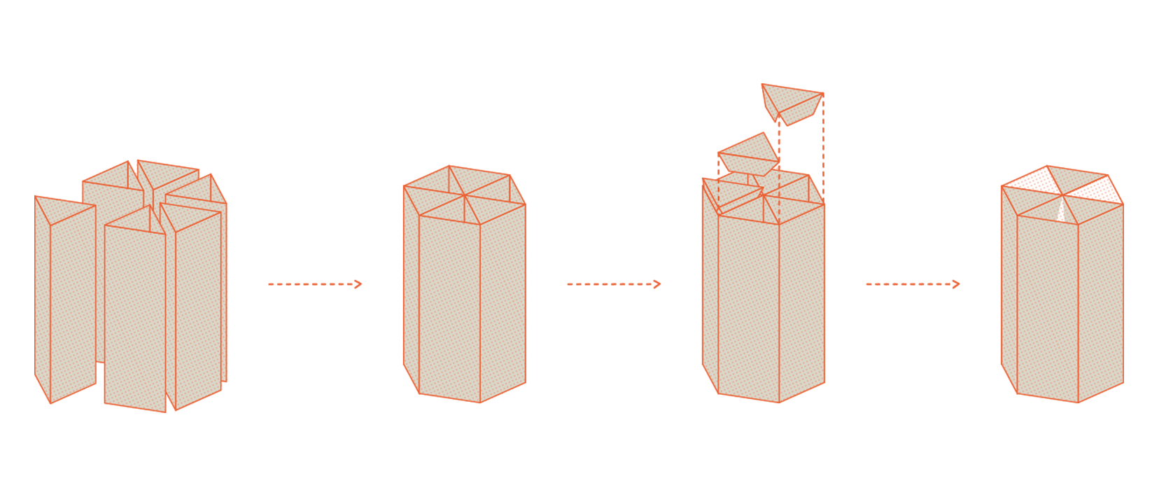 Ilustración Triplo* sistema de cierre módulos con bridas